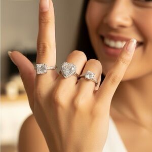 💎 Las Vegas Sparkle! Elegant Silver Women’s Rings – lot of 10 rings size 5